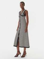 LOLA CASADEMUNT Sukienka dzianinowa MS2616002 Czarny Regular Fit. Czarne sukienki damskie LOLA CASADEMUNT, bez wzorów, z dzianiny, bez ramiączek. Za 712.99 zł.