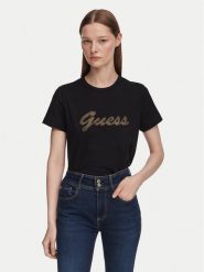 Guess T-Shirt W6YI29 K4348 Czarny Regular Fit. Czarne t-shirty damskie Guess, m, z aplikacjami, z bawełny, bez kołnierzyka. Za 194.99 zł.