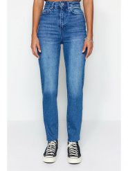 Trendyol Dżinsy - Mom fit - w kolorze niebieskim rozmiar: 40. Niebieskie jeansy damskie Trendyol, z podwyższonym stanem. Za 105.38 zł.