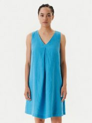 United Colors Of Benetton Sukienka letnia 4AGHDV0AX Niebieski Relaxed Fit. Niebieskie sukienki damskie United Colors Of Benetton, bez wzorów, ze lnu, bez ramiączek. Za 219.99 zł.