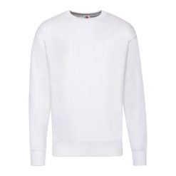Lekka Bluza Rozpinana Unisex Dla Dorosłych. Białe bluzy damskie Fruit of the Loom, m, bez wzorów, z bawełny, bez kaptura. Za 74.99 zł.