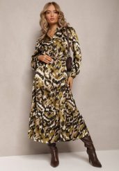 Ciemnozielona Sukienka Rozkloszowana i Luźna Gada. Zielone sukienki damskie Renee, bez wzorów, eleganckie, bez ramiączek. W wyprzedaży za 151.99 zł.