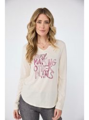 LIEBLINGSSTÜCK Koszulka "Cordia" w kolorze kremowym rozmiar: 3XL. Brązowe bluzki damskie LIEBLINGSSTÜCK, xl, bez wzorów, z bawełny, bez kołnierzyka, bez ramiączek. Za 127.35 zł.