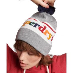 Czapka z logo dla kobiet Superdry Essential. Szare czapki damskie Superdry, na zimę, bez wzorów. Za 99.70 zł.