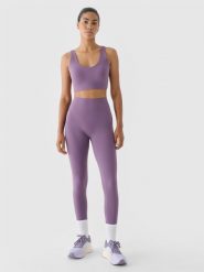 4F Legginsy treningowe z wysokim stanem damskie - fioletowe M. Fioletowe legginsy damskie 4F, m, bez wzorów, z dzianiny. W wyprzedaży za 79.99 zł.