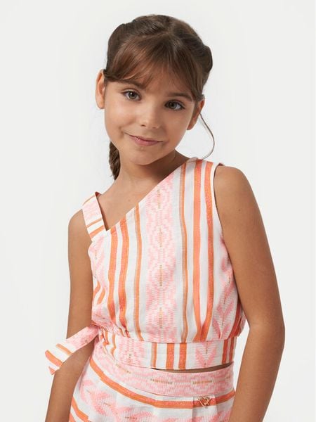 Mayoral Top 6022 Kolorowy Regular Fit. Koszulki i t-shirty dziewczęce Mayoral, bez wzorów, z bawełny, bez kołnierzyka, bez ramiączek. Za 69.99 zł.