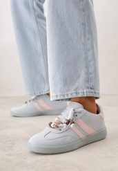 Niebieskie Sneakersy w Stylu Tenisówek z Koralikami Charnara. Niebieskie obuwie sportowe damskie Born2be, z dresówki, bez zapięcia, tenisowe. Za 99.99 zł.