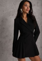 Czarna Rozkloszowana Sukienka Marynarka VICES z Usztywnianymi Ramionami Ilarita. Czarne marynarki i żakiety damskie Renee, l, bez wzorów, z materiału, eleganckie. Za 239.99 zł.