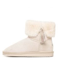 ISLAND BOOT Botki zimowe "Cinnamon" w kolorze kremowym rozmiar: 40. Brązowe botki damskie Island Boot, na zimę, z materiału, bez obcasa, bez zapięcia. Za 130.99 zł.