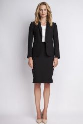 Szykowny Kobiecy Czarny Żakiet Bez Zapięcia. Czarne marynarki i żakiety damskie Lanti, l, bez wzorów, z elastanu, eleganckie. Za 214.90 zł.