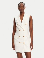 Elisabetta Franchi Sukienka koszulowa AB85352E2 360 Biały Regular Fit. Białe sukienki damskie Elisabetta Franchi, bez wzorów, ze lnu, bez ramiączek. Za 3,009.00 zł.
