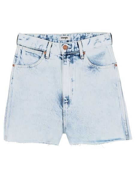 Wrangler Szorty dżinsowe w kolorze błękitnym rozmiar: W25. Niebieskie szorty damskie Wrangler, z aplikacjami, z podwyższonym stanem. Za 118.84 zł.