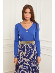 Soft Cashmere Sweter w kolorze niebieskim rozmiar: 38/40. Niebieskie swetry klasyczne damskie Soft Cashmere, z kaszmiru, bez kołnierzyka. Za 99.33 zł.