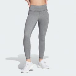Training Essentials High-Waisted 7/8 Leggings. Szare obuwie sportowe damskie Adidas, z materiału, bez zapięcia, na fitness i siłownię. W wyprzedaży za 137.30 zł.