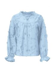 Smashed Lemon Bluzka w kolorze niebieskim rozmiar: L. Niebieskie bluzki damskie Smashed Lemon, l, z aplikacjami, z bawełny, bez kołnierzyka, bez ramiączek. Za 137.42 zł.