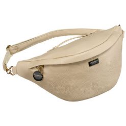 Beżowa nerka damska ze skóry ekologicznej saszetka na biodra lub na ramię crossbody Peterson. Brązowe nerki i saszetki damskie Peterson, bez wzorów, ze skóry ekologicznej. Za 79.99 zł.