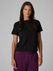 4F T-shirt regular gładki damski - czarny XS. Czarne t-shirty damskie 4F, m, bez wzorów, z bawełny, bez kołnierzyka. Za 79.99 zł.
