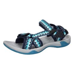 Damskie sandały turystyczne CMP Hamal. Niebieskie sandały damskie CMP, bez wzorów, z meshu, z otwartym noskiem, bez obcasa, bez zapięcia. Za 149.99 zł.