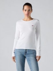 Levi's Koszulka "Essential" w kolorze białym rozmiar: M. Białe bluzki damskie Levi's, m, bez wzorów, z bawełny, bez kołnierzyka, bez ramiączek. Za 82.45 zł.