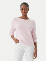 Tommy Hilfiger Sweter WW0WW44975 Różowy Regular Fit. Czerwone swetry klasyczne damskie Tommy Hilfiger, xs, z bawełny, bez kołnierzyka. Za 409.99 zł.