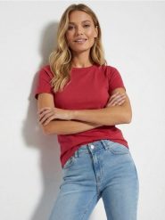 Bawełniana koszulka w paski - czerwony. Czerwone koszulki damskie Sinsay, l, bez wzorów, z bawełny, bez kołnierzyka, bez ramiączek. Za 19.99 zł.