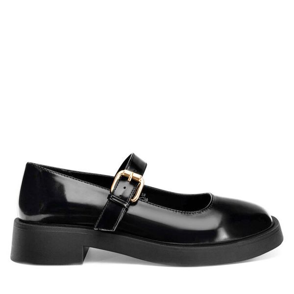 Półbuty JENNY. Czarne półbuty damskie Jenny, bez wzorów, bez obcasa, na płaskiej podeszwie, bez zapięcia. Za 149.99 zł.