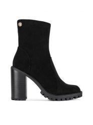 Nine West Botki WFA2947-1 Czarny. Czarne botki damskie Nine West, z materiału, bez obcasa, na słupku, bez zapięcia. Za 279.99 zł.