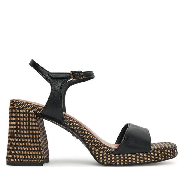 Sandały Tamaris. Czarne sandały damskie Tamaris, bez wzorów, bez obcasa, na słupku, bez zapięcia. Za 319.99 zł.