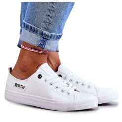 Damskie Niskie Skórzane Trampki Big Star KK274010 Białe. Białe trampki damskie bez wzorów, z gumy, bez zapięcia. Za 176.25 zł.