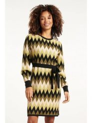 Smashed Lemon Sukienka dzianinowa w kolorze oliwkowo-zielonym rozmiar: XXL. Brązowe sukienki damskie Smashed Lemon, bez wzorów, z dzianiny, bez ramiączek. Za 143.99 zł.