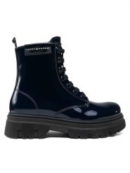 Tommy Hilfiger Kozaki T4A5-33040-0775 M Niebieski. Niebieskie kozaki dziewczęce Tommy Hilfiger, bez wzorów, ze skóry, bez obcasa, bez zapięcia. Za 579.99 zł.