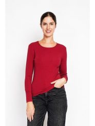 ASSUILI Koszulka w kolorze czerwonym rozmiar: 38. Czerwone koszulki damskie Assuili, bez wzorów, z bawełny, bez kołnierzyka, bez ramiączek. Za 78.99 zł.