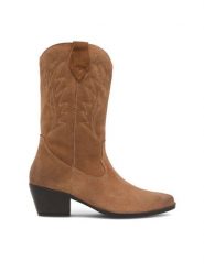 Lasocki Kozaki WI16-RIVER-03 Brązowy. Brązowe kozaki damskie Lasocki, ze skóry, bez obcasa, na słupku, bez zapięcia. Za 299.99 zł.