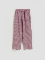 Spodnie piżamowe w kratkę - fioletowy. Fioletowe piżamy damskie Reserved, bez wzorów, z bawełny, bez ramiączek. Za 79.99 zł.
