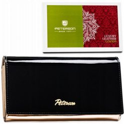 Portfel skórzany Peterson PTN 1N-411 czarny. Czarne portfele damskie Peterson, bez wzorów, ze skóry. Za 129.99 zł.