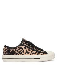 Guess Trampki FLTC4Y FAP12 Beżowy. Brązowe trampki damskie Guess, z aplikacjami, z materiału, bez zapięcia. Za 364.99 zł.