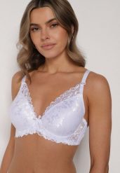 Biały Klasyczny Biustonosz Zdobiony Koronką Idarodia. Białe biustonosze Born2be, z aplikacjami, z koronki. Za 29.99 zł.