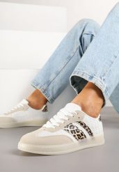 Beżowo-Panterkowe Sneakersy Typu Kultowe Tenisówki na Półtransparentnej Podeszwie Ulinera. Brązowe obuwie sportowe damskie Born2be, z jeansu, bez zapięcia, tenisowe. Za 84.99 zł.