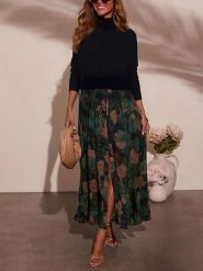 Milan Kiss Spódnica w kolorze zielono-granatowo-beżowym rozmiar: M. Brązowe spódnice damskie Milan Kiss, na co dzień, m, bez wzorów, maxi. Za 152.99 zł.