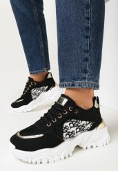 Czarne Sneakersy na Grubej Podeszwie Annat. Czarne obuwie sportowe damskie Born2be, bez zapięcia. Za 69.99 zł.