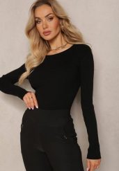 Czarny Dopasowany Sweter z Prążkowanej Dzianiny Bionessa. Czarne swetry klasyczne damskie Renee, m, z dzianiny, bez kołnierzyka. Za 54.99 zł.