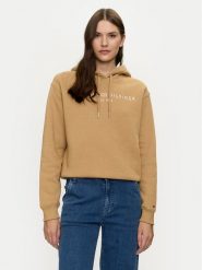 Tommy Hilfiger Bluza Modern WW0WW43598 Beżowy Regular Fit. Brązowe bluzy damskie Tommy Hilfiger, l, bez wzorów, z bawełny, bez kaptura. Za 319.99 zł.
