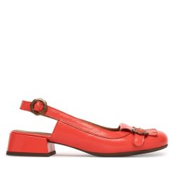 Czółenka Fly London. Czerwone czółenka damskie Fly London, bez wzorów, bez obcasa. Za 716.99 zł.