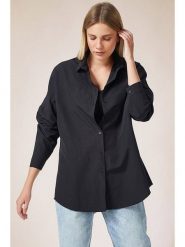 Happiness Istanbul Bluzka w kolorze czarnym rozmiar: 38. Czarne bluzki damskie Happiness Istanbul, bez wzorów, bez kołnierzyka, bez ramiączek. Za 74.28 zł.