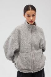 Wełniana bluza damska zapinana na zamek w kolorze SZARYM- VELMORE -UNI. Szare bluzy damskie Marsala, na zimę, m, bez wzorów, z bawełny, bez kaptura. Za 599.90 zł.