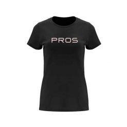 Koszulka damska t-shirt PROS. Czarne bluzki damskie PROS, bez wzorów, bez kołnierzyka, bez ramiączek. Za 129.00 zł.