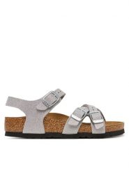 Birkenstock Sandały Kumba 1030536 S Srebrny. Szare sandały dziewczęce Birkenstock, ze skóry, bez obcasa, bez zapięcia. Za 319.99 zł.