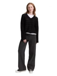 TOM TAILOR Denim Sweter w kolorze czarnym rozmiar: XS. Czarne swetry klasyczne damskie TOM TAILOR DENIM, xs, z bawełny, bez kołnierzyka. Za 69.99 zł.