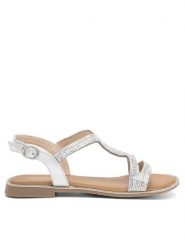 Jenny Fairy Sandały WS120701-02EOB Srebrny. Szare sandały damskie Jenny Fairy, bez wzorów, z syntetyku, bez obcasa, na płaskiej podeszwie, bez zapięcia. Za 119.99 zł.