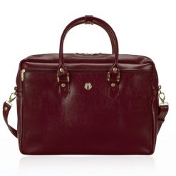 Skórzana torba damska na laptopa Solier FG05 czerwona. Czerwone torby na laptopa Solier, bez wzorów, ze skóry. Za 448.99 zł.